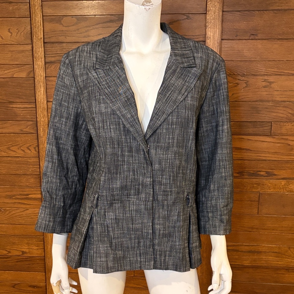 Larry Levine Gray Plaid Blazer